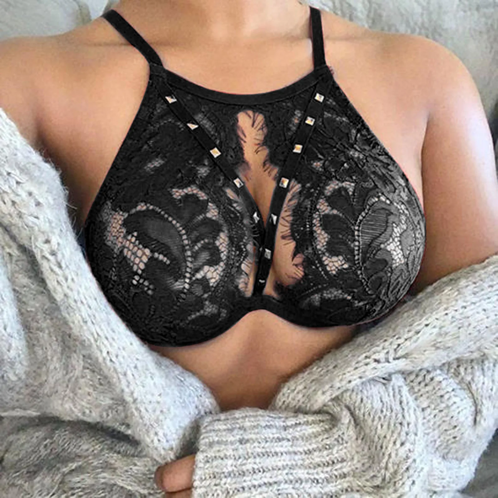 Retro Push Up Bra Underwear Women Solid Color Hollow Lace Sexy Lingerie Sexy Full Cup Garter Bras 7 Colors Пояс Для Чулок