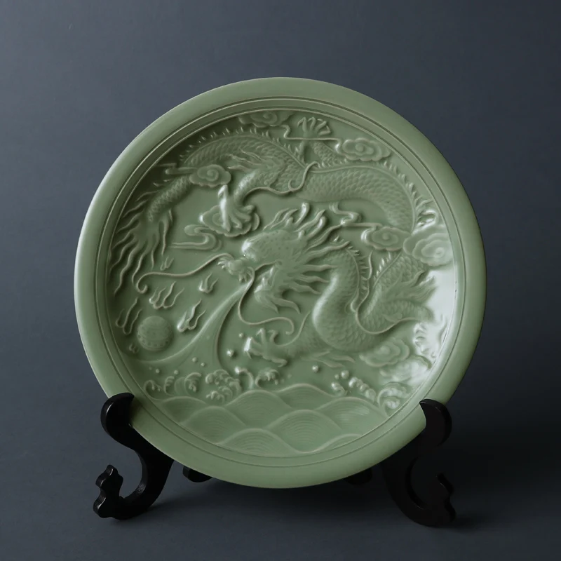 Yue печи Дракон Celadon тарелка красота и чудовище фарфор bela e fera керамическая тарелка для украшения дома