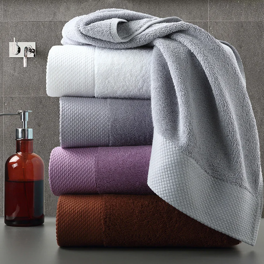 Large Thick Towel Set Modern Solid Color Cotton Bath Towel Bathroom