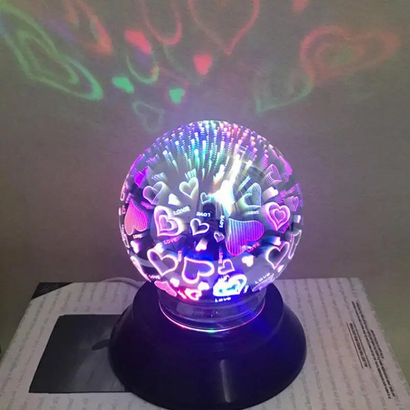 Модная 3D красочная Волшебная стеклянная крышка, лампа с USB, Автоматическое вращение, светодиодный, метеор, красочный ночной светильник, светильник для спальни