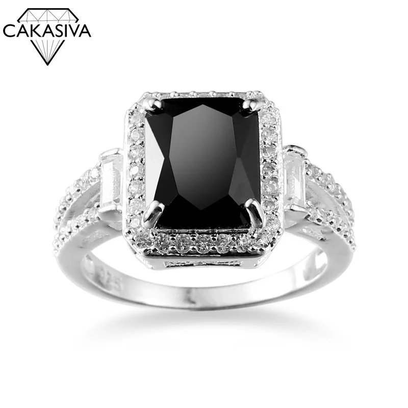 

S925 Silver Gemstone Women's Ring Creative Jewelry Black Zircon RingEngagement Wedding Party Gift
