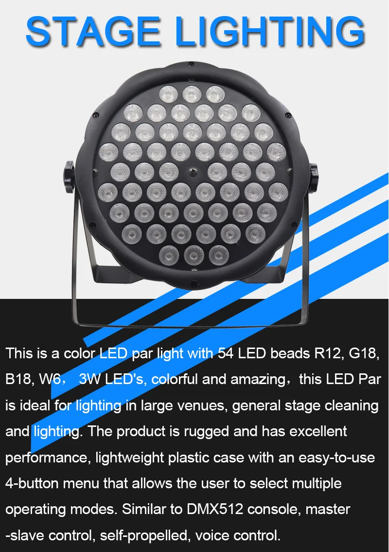 10pcs 54X3W RGBW LED Par Light DMX512 controller led disco DJ equipment 25 degrees 4/8 Channels with 10 in 1 flight case