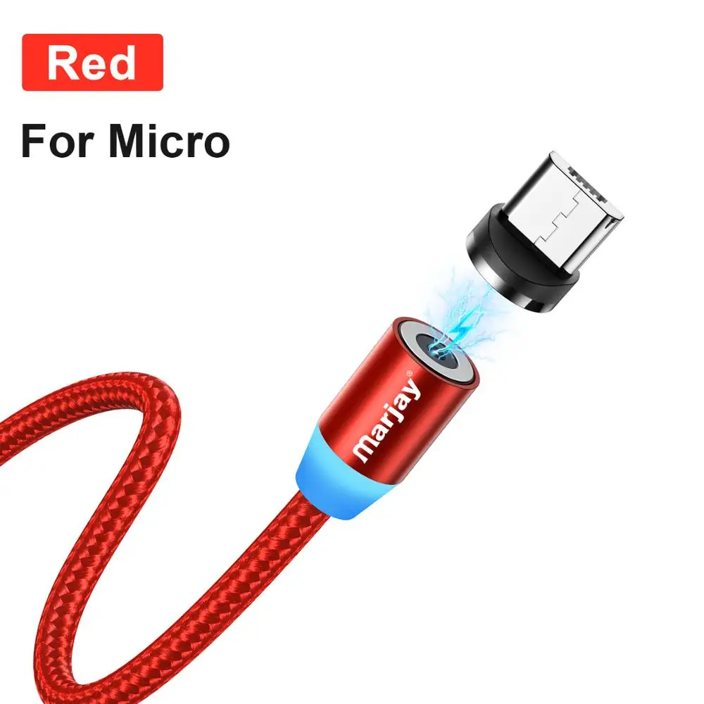 Red for Micro USB Магнитный Micro USB кабель Marjay для быстрой зарядки Xiaomi Redmi huawei, кабель type-C для samsung, магнитное зарядное устройство, USB шнур для iPhone8 - Цвет: Red for Micro USB