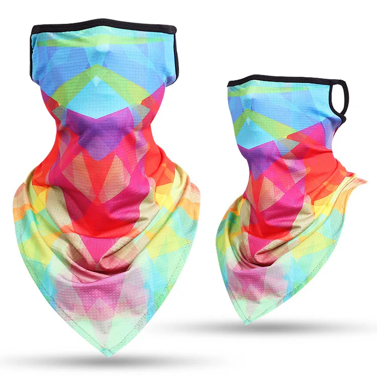 Printed UV Sun Protection Triangle Bandana Breathable Half Face Mask Scarf Neck Cover Summer Outdoor Cycling Fishing Headband head wraps for men Scarves