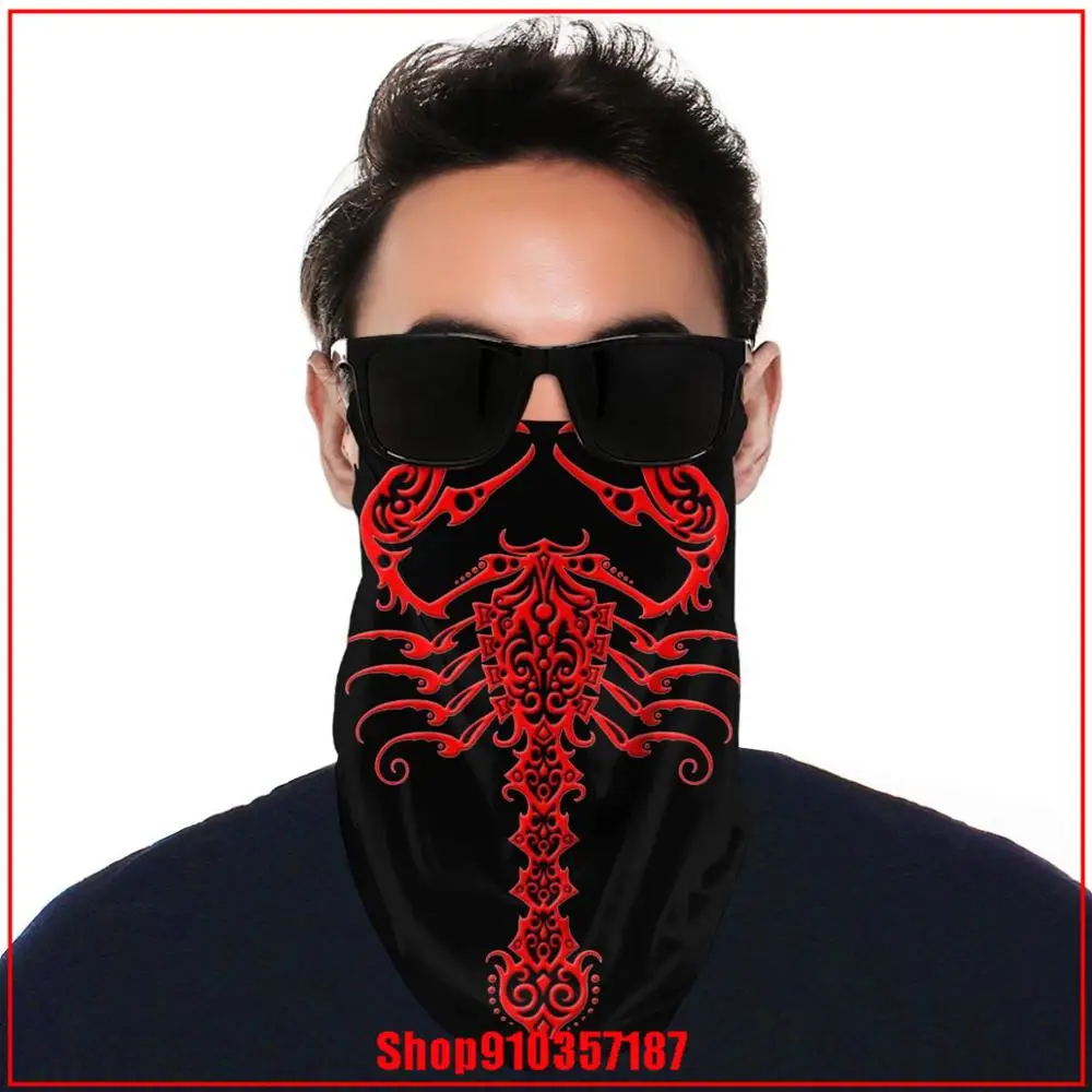 Red And Black Tribal Scorpion Headwear Ring Head Scarf Shield Windproof Masks Training Neck Gaiter bandanasTubular Scarves | Аксессуары