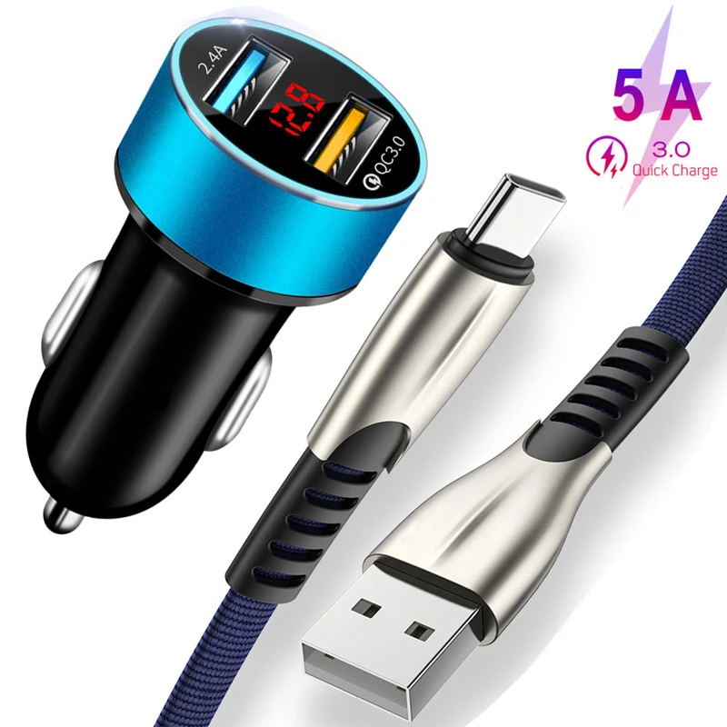 5A USB Type C Fast Charging Data Phone Cable For Huawei P40 P30 P20 Pro lite Mate 30 20 10 Pro Fast Charging QC 3.0 Car Charger