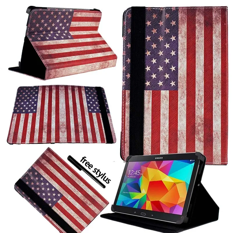 KK&LL для samsung Galaxy Tab 4 10,1 SM-T535 SM-T533 SM-T536-Кожаная подставка для планшета Чехол-книжка чехол+ Бесплатный стилус - Цвет: USA American Flag