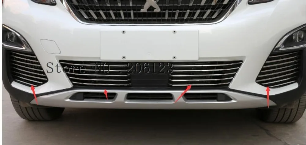 Для Peugeot 3008GT 3008 2016 17 18 2019 / 5008GT 2017 2018 нержавеющая передняя решетка гриля Нижняя