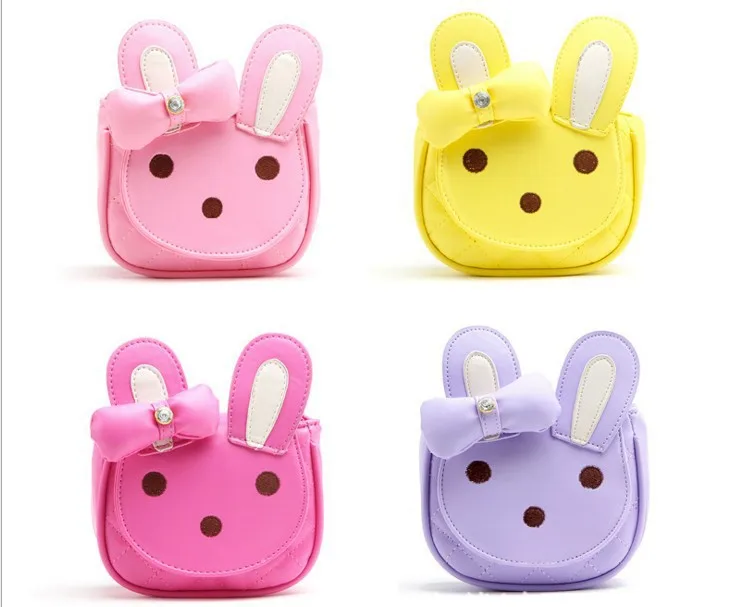 

New Style CHILDREN'S Bag Cute Cartoon Rabbit Oblique Pu Little Girl Shoulder Bag Korean-style