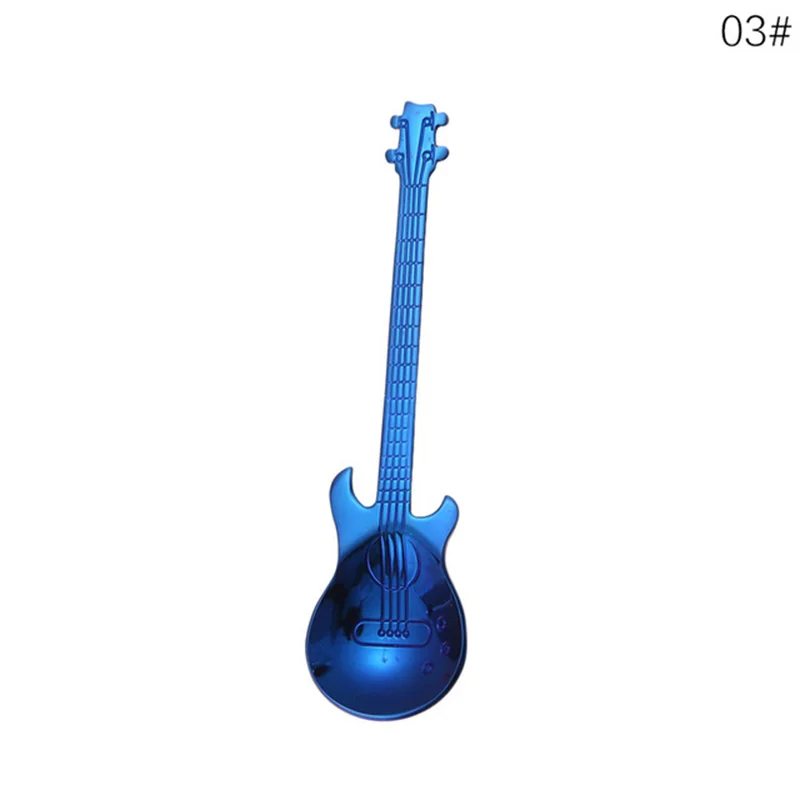 

Useful Stainless Steel Cartoon Guitar Milk Spoon Coffee Ice Cream Teaspoon New