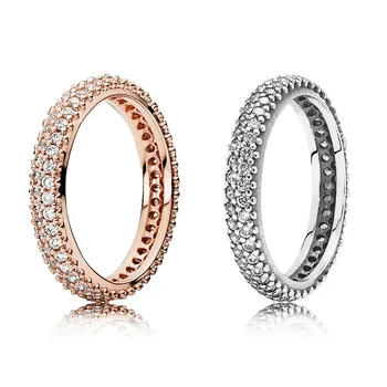 

S925 Sterling Silver Original pan ALE Logo Crystal Sparkling Couple Lovers Ring Women Luxury Jewelry Valentine's Day Gift Rings