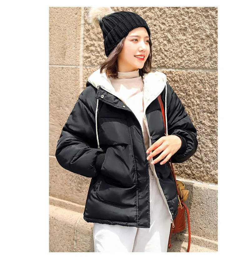 Новинка, модная короткая женская зимняя куртка с капюшоном, теплая утепленная куртка с хлопковой подкладкой, милые женские пальто, парка, женские куртки