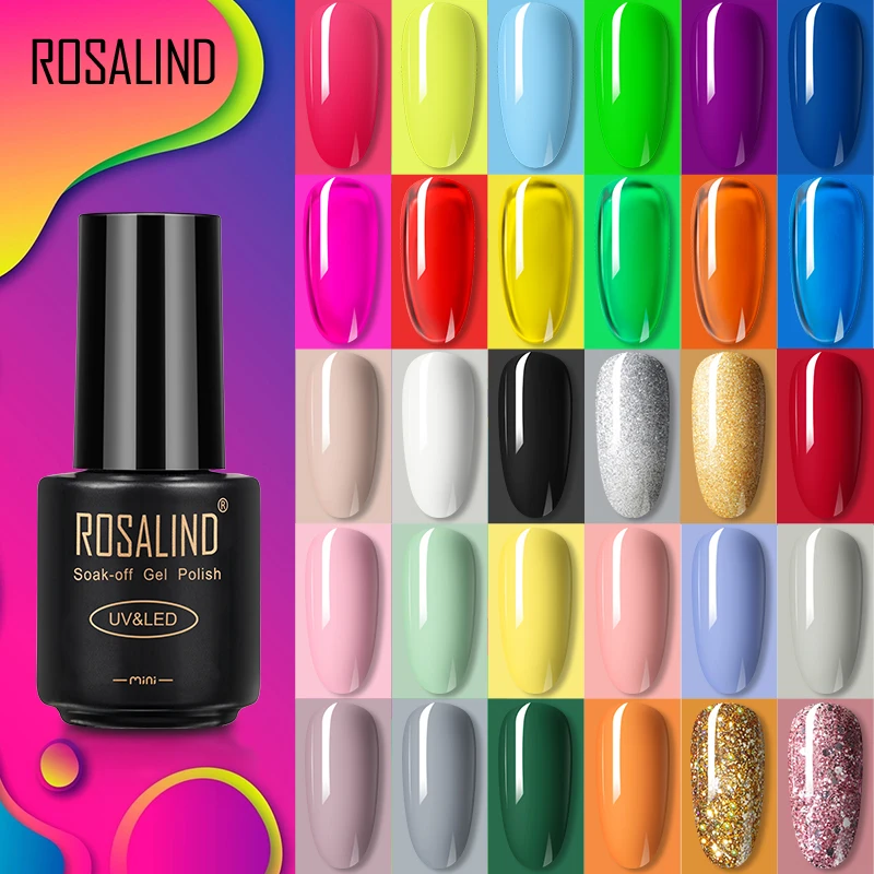 ROSALIND Nail Gel Polish Neon Luminous Hybrid Varnish Manicure Semi Permanent UV Gel Nail Art Base Top Coat Gel Nail Polish New