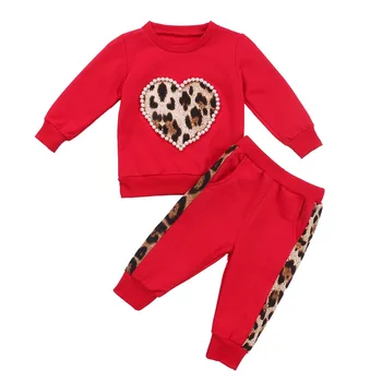 

Kids Tracksuit For Girls Clothing Sets 2020 Autumn Toddler Girls Leopard Print T-shirts+Pants Clothes Outfit Children Clothing