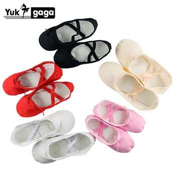 

A02c Yoga Gym Teacher Yoga Ballet Dance Shoes Girls Ballet Shoes Canvas Kids Professional Ribbons Satin Children Woman Shoes