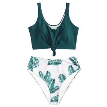 

WOMAIL Womens Lingerie Costume Padded Monokini Push Up Underwear Sets Solid Color Leaf Print High Waist Split Lenceria 19Dec27