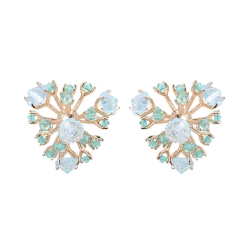 

XIUMEIYIZU Stereoscopic Ice Stone Flower Earrings Hollow Brass Gold Plating Pave CZ Stone Jewelri Bride Women Wedding Earring