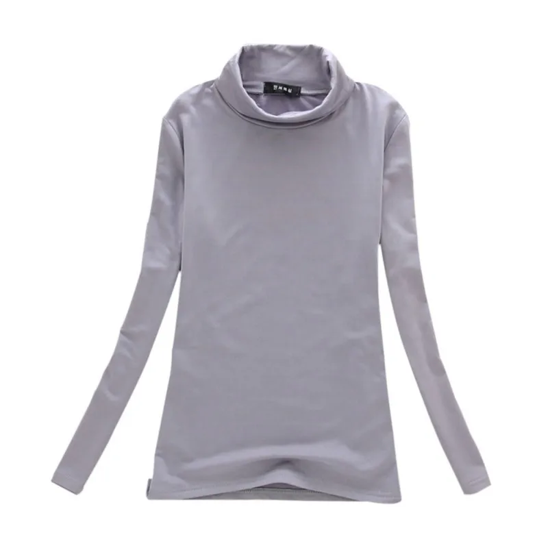 

2018 Autumn Winter T Shirt Women Long Sleeve Tops Tees Turtleneck Solid Poleras Mujer Casual Basic T-shirt Bottoming Tshirt