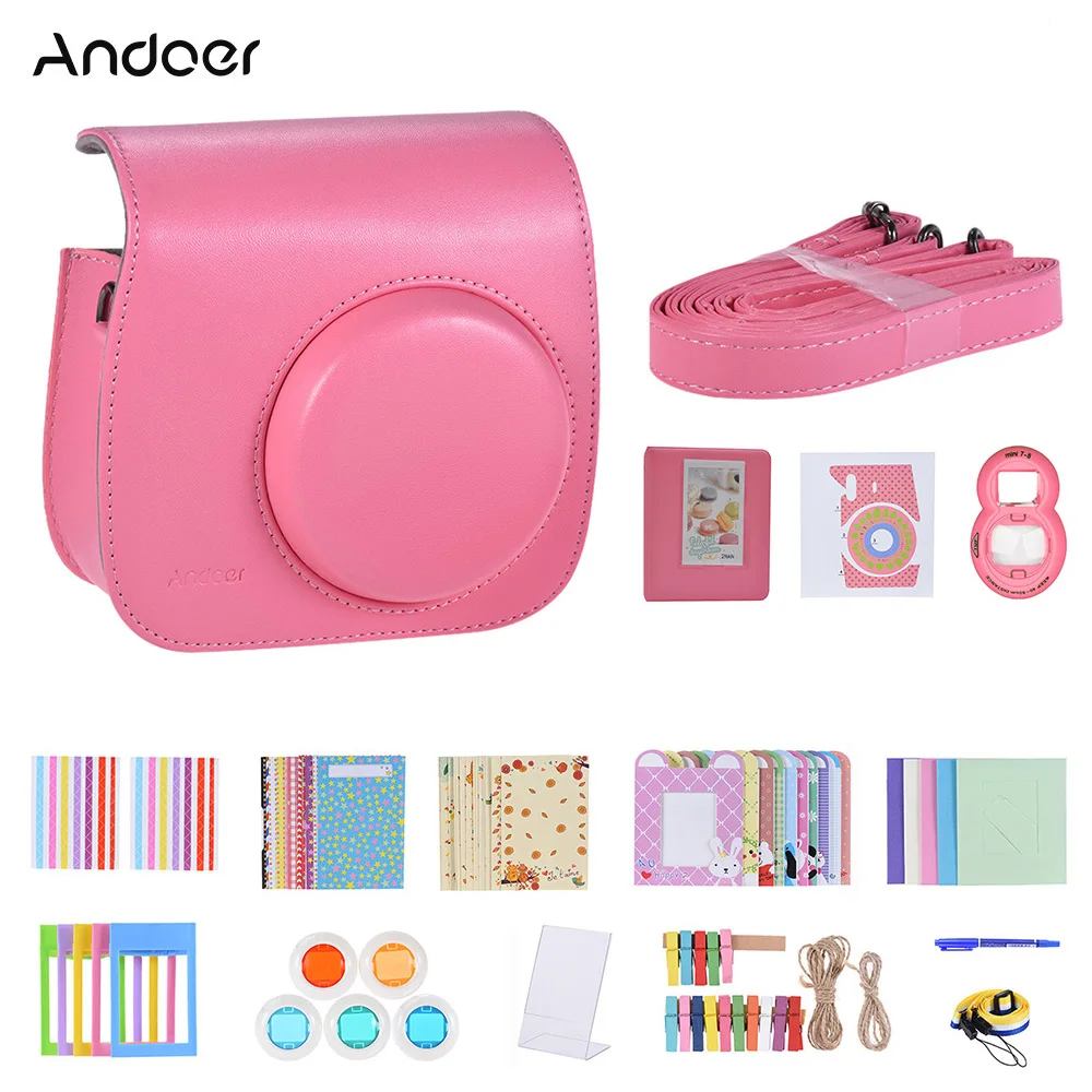 Andoer 14 в 1 Fujifilm Instax Mini камера включает чехол/ремешок/стикер/селфи объектив/5 фильтр/альбом/рамка/Наклейка/другие
