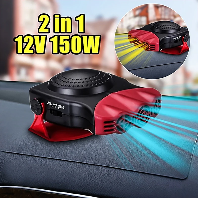 Car Demister Car Defroster Electric Heater New Portable 12V 150W 2-In-1 Multi-Function Temperature Regulation Dryer Warmer