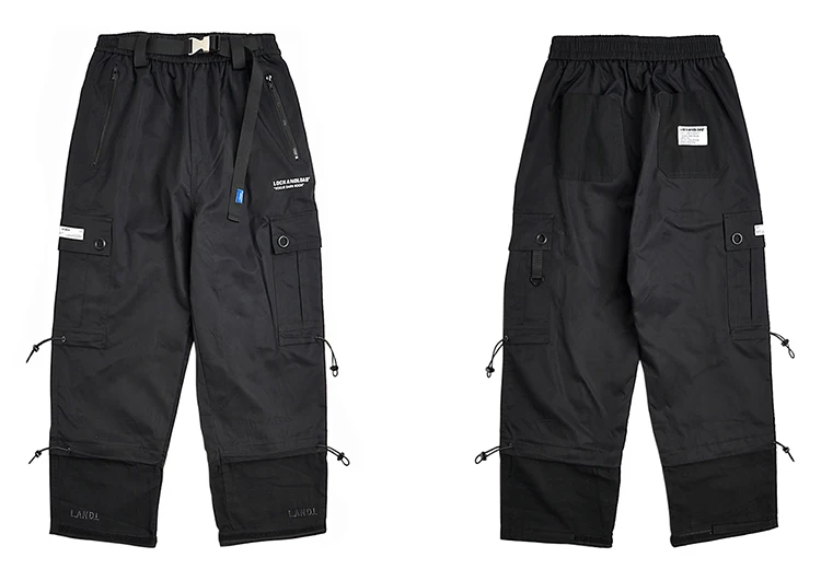 Мужские брюки-карго в стиле хип-хоп с карманами на молнии, Харадзюку, уличная одежда, штаны для бега, повседневные тактические брюки с ремнем, мешковатые шаровары
