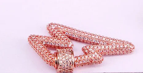 Rose Gold 2 шт, прозрачный CZ микро замок карабин проложить замок, Кристалл циркония ожерелье застежка - Цвет: Rose Gold