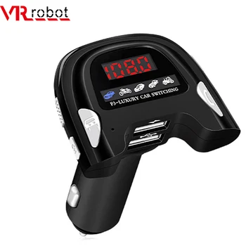 

VR robot Bluetooth 5.0 Car MP3 Player Wireless FM Transimtter Handsfree Car Kit With Dual USB Charger Car analog Engines Sounds
