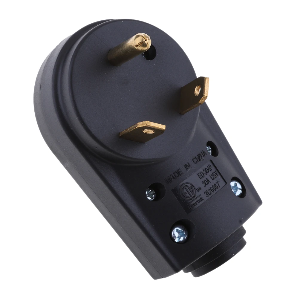 RV 30 Amp Electrical Cord Male Replacement Plug End with Handle BLACK