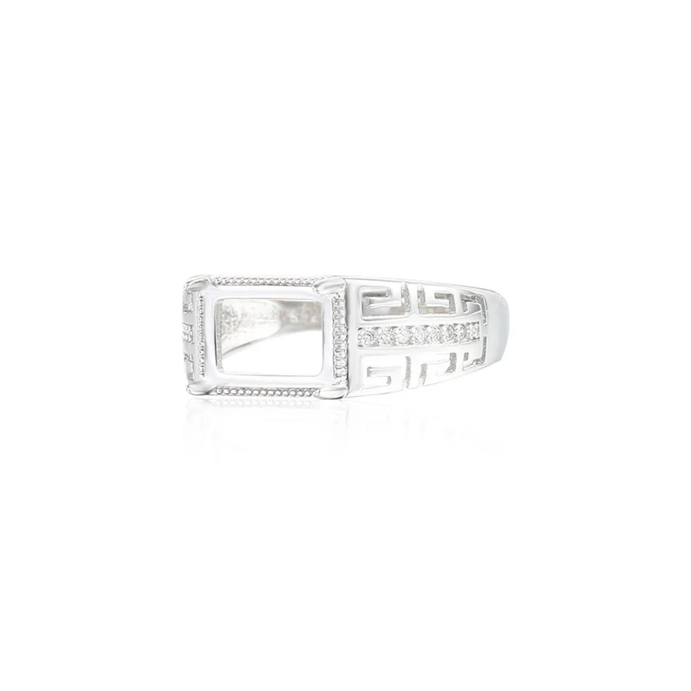 Ring Setting for 9x11mm12x17mm Rectangle Cabochons Ring Blank White Gold Plated 925 Silver Zircon Adjustable Ring Base SR0176 Ring Setting for 9x11mm12x17mm Rectangle Cabochons Ring Blank White Gold Plated 925 Silver Zircon Adjustable Ring Base SR0176