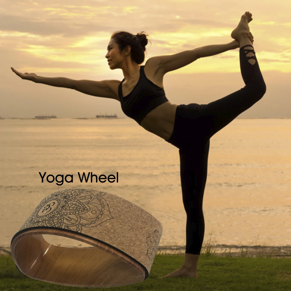 Yoga Wheel Pilates Cork Solid Yoga Circles Gym Workout Back Training Tool 