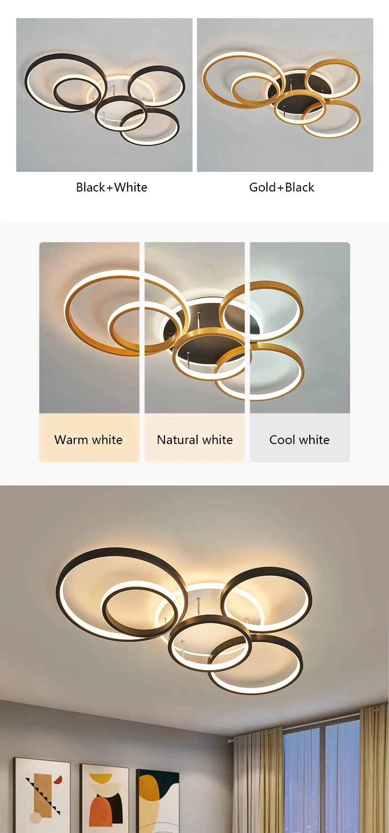 black ceiling spotlights Smart Home Alexa Modern Led Ceiling Lights for Living Room Bedroom Study Room Indoor 90-260V Leiling Lamp Fixtures Black Gold best led spotlight