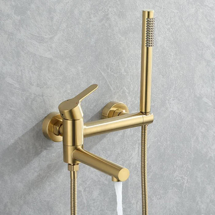 Copper Brushed Gold Bathtub Faucet Wall Mounted Waterfall Bath Shower System Embedded In Wall Tub Water Tap Shower Mixer Faucet bathroom faucet bathroom shower faucet set thermostatic mixing valve