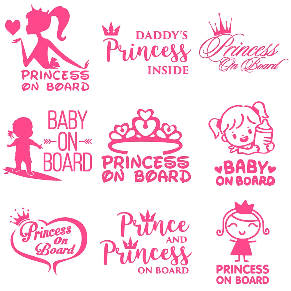 Vanaf daar kroeg Momentum Decalsme Princess Baby On Board Car Stickers Decals Girl Daughter Pink  Vinyl Warning Sign Sticker On Auto 3d Funny Car Styling - Car Stickers -  AliExpress