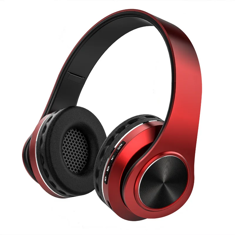Беспроводные Bluetooth наушники Madden с шумоподавлением, водонепроницаемые, IPX4, складная карта, MP3, радио, спортивный пикап, модная гарнитура - Цвет: Красный