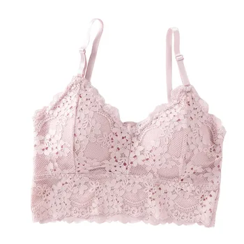 

Women Tank Crop Top Seamless Underwear Lace Sexy Bra Sexy Lingerie Ribbon Top Bras With Chest Pad Lace Bras Underwear кроп топ