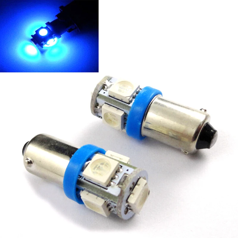 LED Car Light Bulb T4W 3886X H6W 363 12V Auto Car Interior Instrument Reading Lights Lamp Blue Color 10PCS T11 BA9S 5 SMD 5050