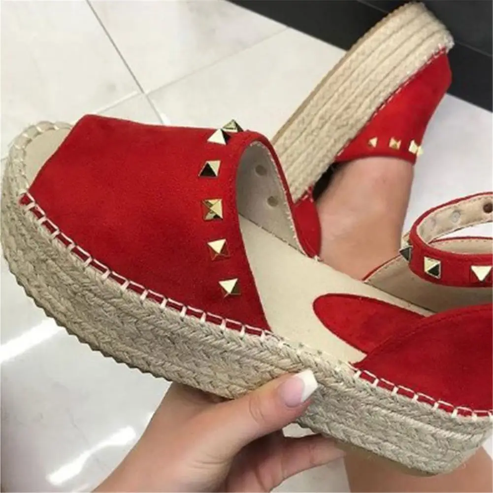 

Doratasia Plus Size 43 Wholesale New Women Shoes Woman Flat Weave Sole Fashion Rivets Leisure ankle-strap Summer Sandals Female
