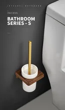 

Nordic Style Toilet Brush Rack Wall Mounted Soft Wool Toilet Brush Ceramic Cup Black Walnut Gold White Coffee