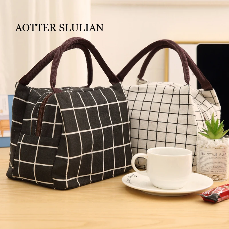 

Insulated Lunch Bag Snack Food Container Canvas Lunch Storage Bags Tote for Kids Women Lunchbag Thermo Picnic Sac Lunch Box Case