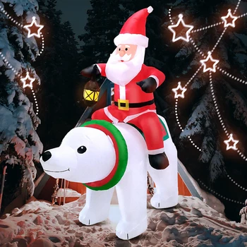 

Christmas Inflatable Outdoor Decoration Blow up Santa Clause Riding White Bear/Santa Clause Climb Tree TB Sale