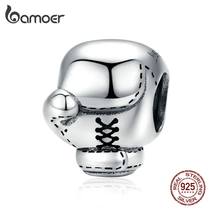 bamoer Sports Boxing  Metal Beads Silver 925 Charm Original fit Bracelet or Bangle European Luxury Brand Jewelry SCC1325 stud earrings