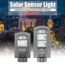 Уличный уличный светильник на солнечной батарее с датчиком движения, водонепроницаемый, 20 Вт, 40 Вт, 40 Вт, 80 светодиодов, для безопасности двора, супер яркая солнечная панель, садовый безопасный светильник
