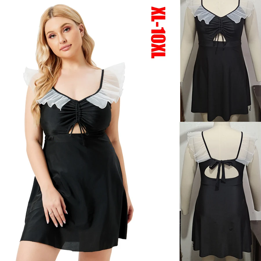 

2022 New XL-10XL Bathing Suits for Women Tankini Swimsuits with Shorts Two Pieces V Neck Swimwear Push Up Bikini