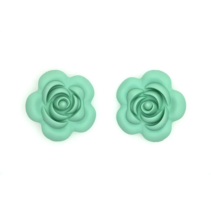 Mint green Kovict 10 шт. силиконовые розовые бусины BPA Бесплатно Детские Прорезыватели для зубов в форме цветка Детские Прорезыватели Для Прорезывания Зубов Ожерелье для изготовления - Цвет: Mint green