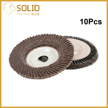 

10Pcs/Set 4'' Flap Disc Wheel Calcined Cloth 80# Polishing Wheel Iron Cap for Angular Grinding Steel Metal Metal Stone Furniture