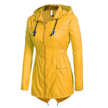 

2020 Women Zipper Hoodies Jacket Coat Waterproof Transition Jacket Outdoor Hiking Clothes Lightweight Raincoat Women's Raincoat