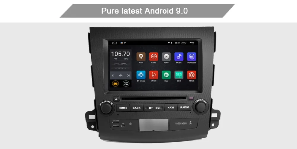 Android 9,0 автомобильный dvd gps мультимедийный плеер для Mitsubishi Outlander xl 2 Автомобильный dvd Навигатор Радио Видео Аудио плеер 4007 USB DVR