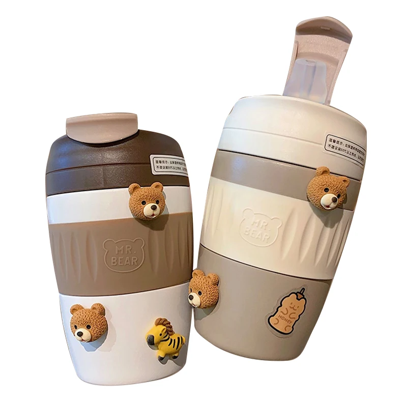 Children Girl Thermos Cup Cute Carton Pattern Water Bottle Mug for Tea Thermal Coffee Travel Office School Stainless Mugs | Дом и сад