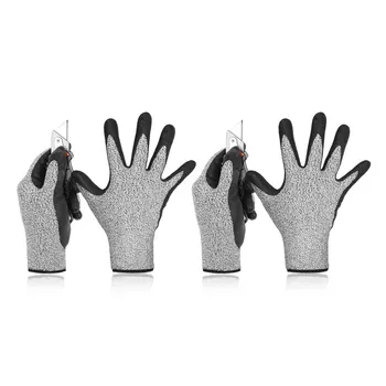 

Level 5 Cut Resistant Gloves 3D Comfort Stretch Fit, Pass Fda Food Contact, Smart Touch, Grey 2 Pair(M&L)