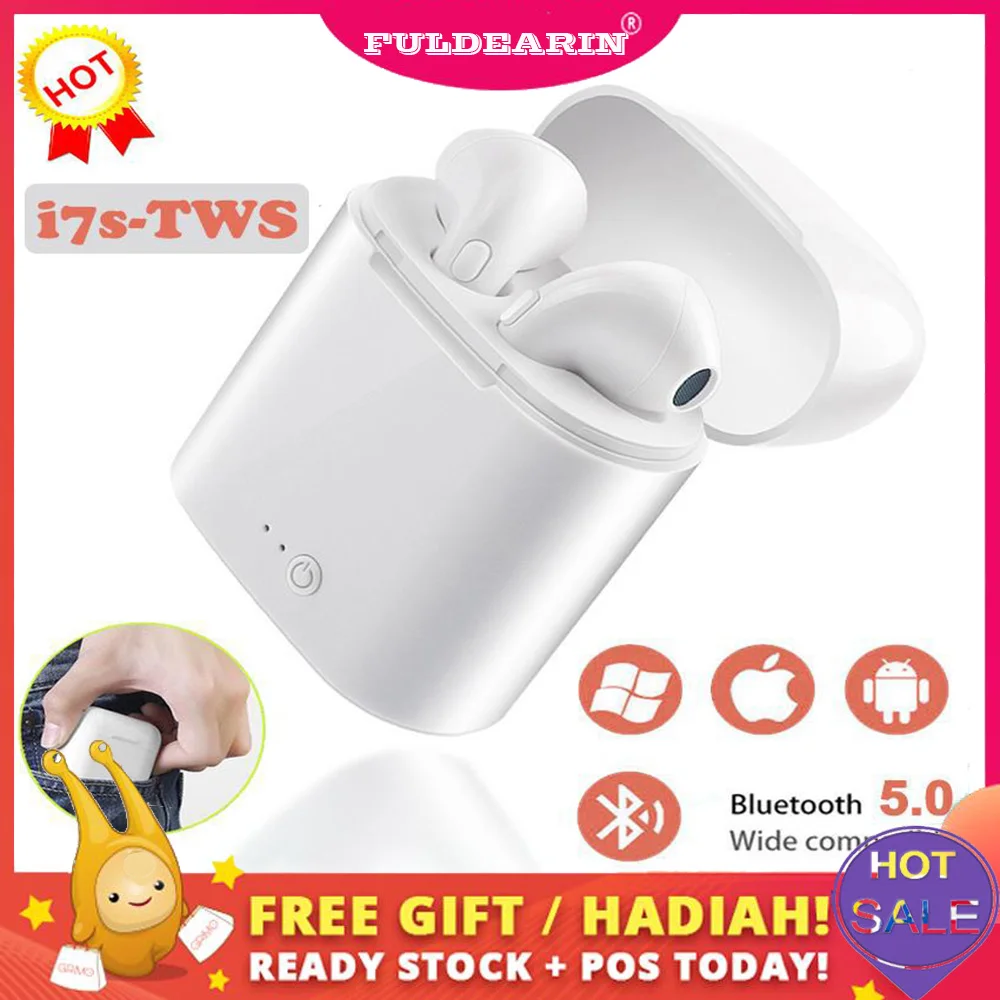 i7s TWS Bluetooth 5.0 Earphone Wireless Earbuds Sport Handsfree Cordless Headset with Charging Box for iPhone huawei | Электроника